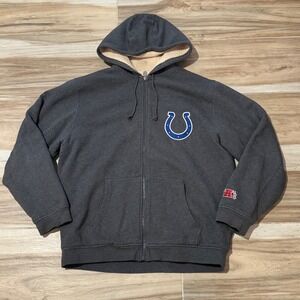 NFL Pro Line Indianapolis Colts Sherpa Lined Full Zip Hoodie Gray Mens Large